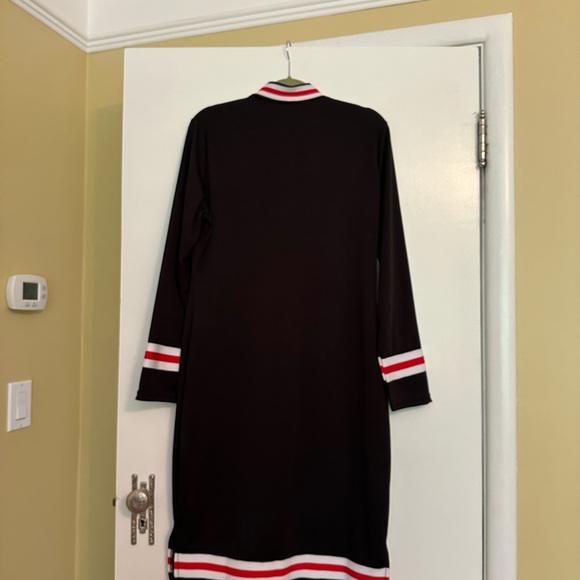 Black midi dress pull over style, polyester, stretchy. - Picture 2 of 2